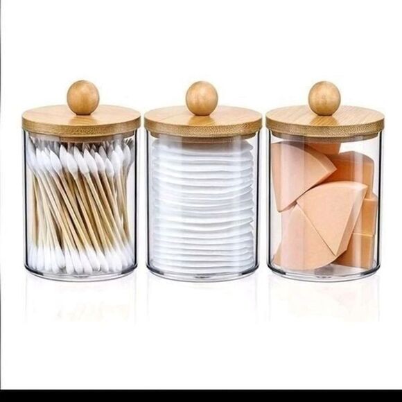 3 pc. Wooden Lid Storage Cup Set NWT - Picture 4 of 8